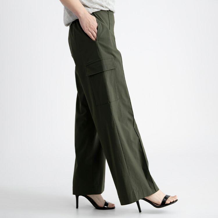 【送料無料/日本製】 大人のキレイめカーゴパンツ 4色 M-LL 洗える 10分丈 レディース ボトムス パンツ ストレッチ セミワイド センタライン 楽ちん 通年 |  | 09