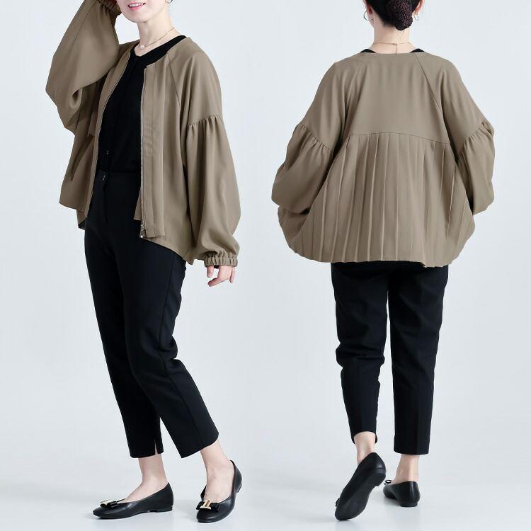 【送料無料/再入荷】バックプリーツブルゾン 3色 M-L 洗える ぽわん袖 レディース アウター ジャケット ブルゾン |  | 13