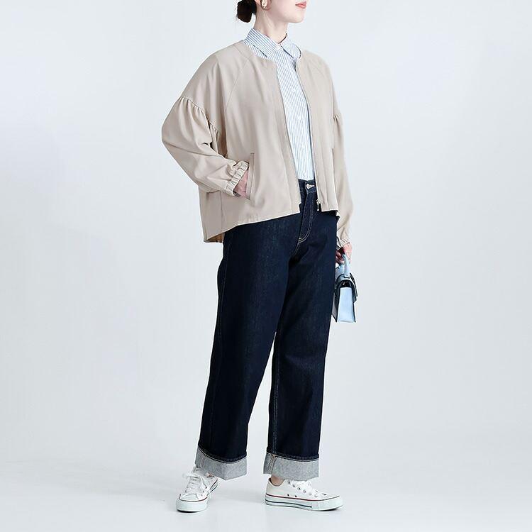 【送料無料/再入荷】バックプリーツブルゾン 3色 M-L 洗える ぽわん袖 レディース アウター ジャケット ブルゾン オーバーサイズ 羽織 ツイル 体型カバー |  | 06