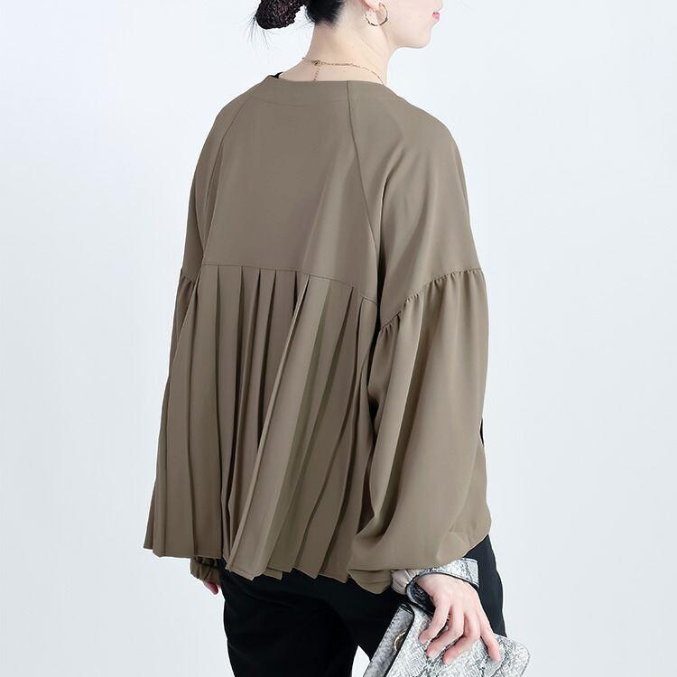 【送料無料/再入荷】バックプリーツブルゾン 3色 M-L 洗える ぽわん袖 レディース アウター ジャケット ブルゾン オーバーサイズ 羽織 ツイル 体型カバー |  | 08