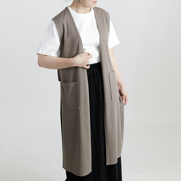 【送料無料】 サイドスリット使いジレ 3色 M-L 洗える 楽ちん アイロン不要 レディース トップス カットソー ジレ ベスト ロング丈 体型カバー 春夏秋 |  | 10