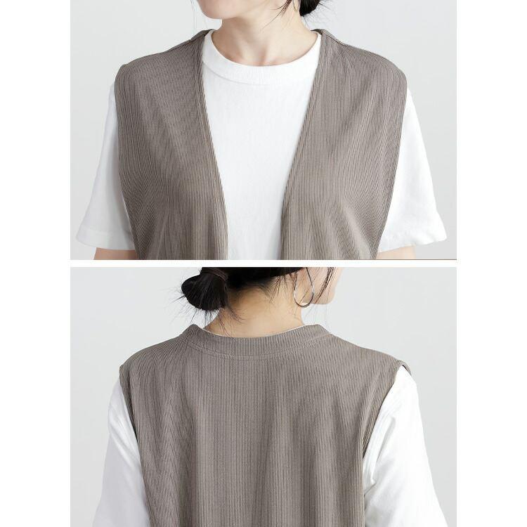 【送料無料】 サイドスリット使いジレ 3色 M-L 洗える 楽ちん アイロン不要 レディース トップス カットソー ジレ ベスト ロング丈 体型カバー 春夏秋 |  | 15