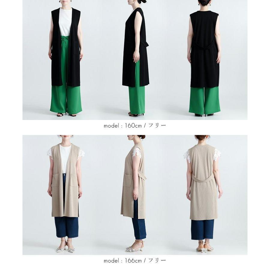 【送料無料】 サイドスリット使いジレ 3色 M-L 洗える 楽ちん アイロン不要 レディース トップス カットソー ジレ ベスト ロング丈 体型カバー 春夏秋 |  | 17
