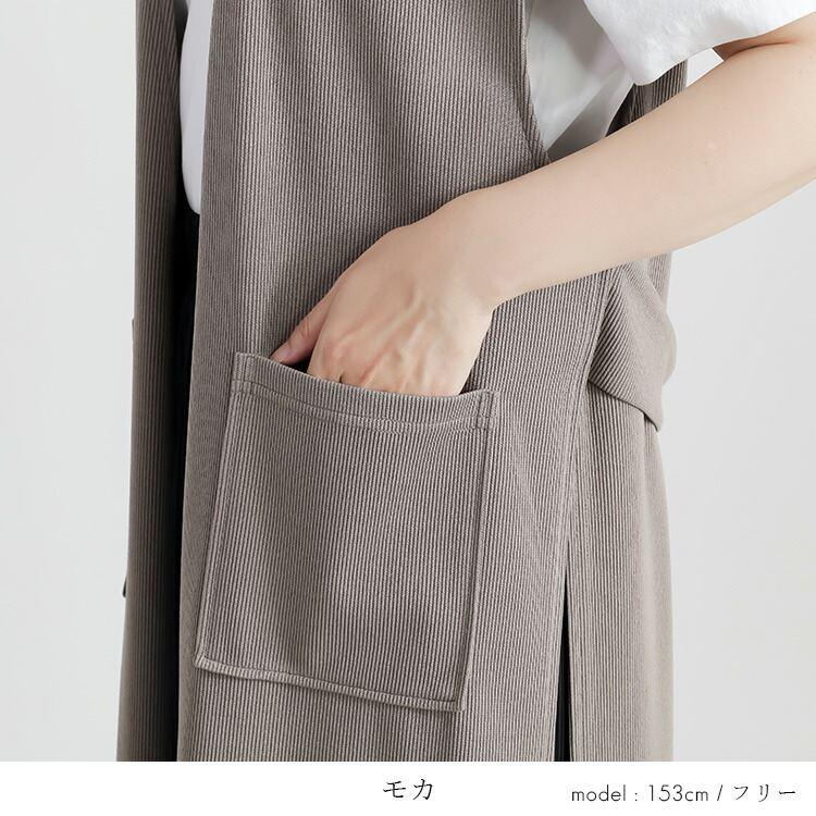 【送料無料】 サイドスリット使いジレ 3色 M-L 洗える 楽ちん アイロン不要 レディース トップス カットソー ジレ ベスト ロング丈 体型カバー 春夏秋 |  | 09