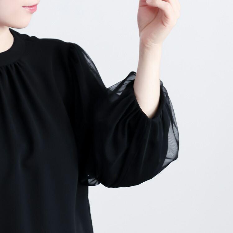 【送料無料】 袖チュールブラウス 2色 M-LL 洗える 七分袖 レディース トップス ブラウス カットソー オケージョン 参観日 フォーマル 冠婚葬祭 オフィス |  | 13