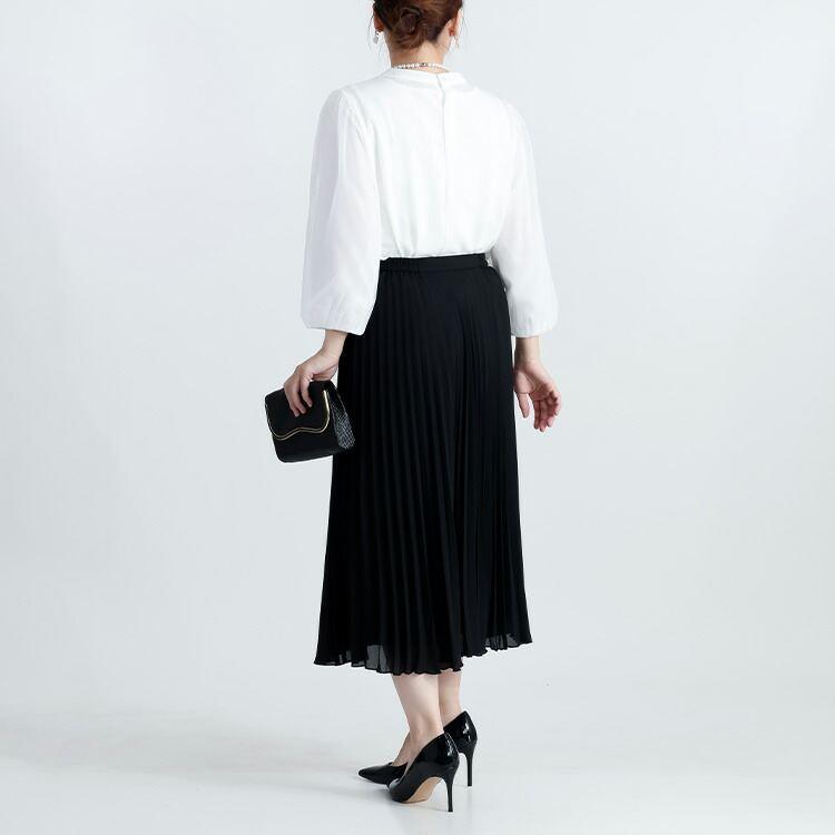 【送料無料】 袖チュールブラウス 2色 M-LL 洗える 七分袖 レディース トップス ブラウス カットソー オケージョン 参観日 フォーマル 冠婚葬祭 オフィス |  | 06