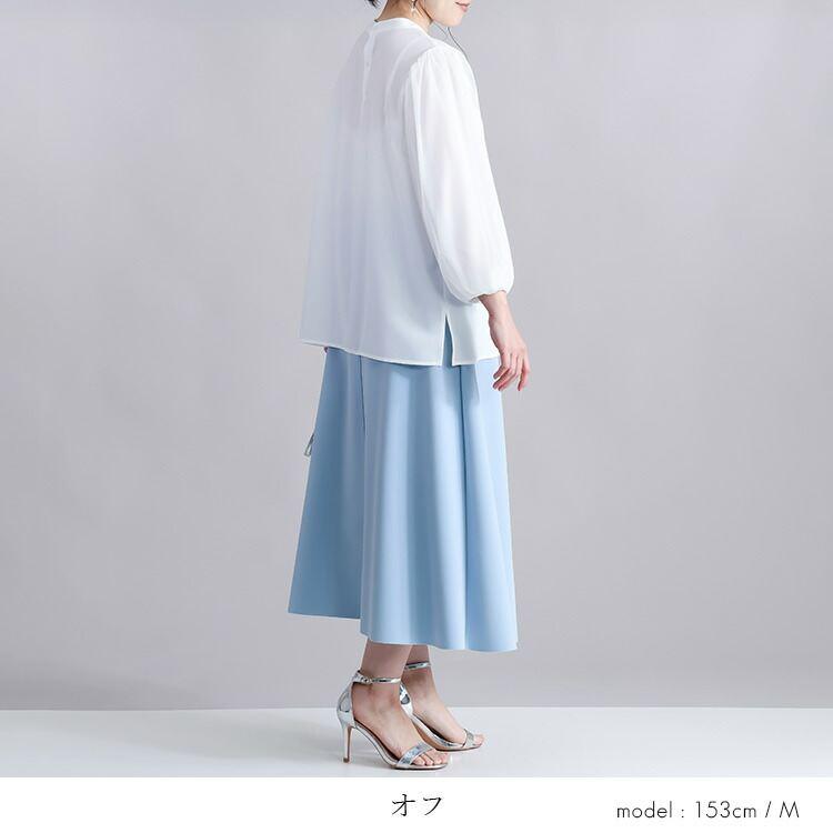 【送料無料】 袖チュールブラウス 2色 M-LL 洗える 七分袖 レディース トップス ブラウス カットソー オケージョン 参観日 フォーマル 冠婚葬祭 オフィス |  | 07