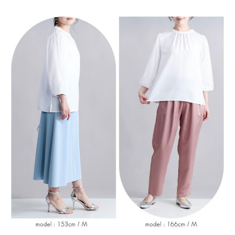 【送料無料】 袖チュールブラウス 2色 M-LL 洗える 七分袖 レディース トップス ブラウス カットソー オケージョン 参観日 フォーマル 冠婚葬祭 オフィス |  | 08