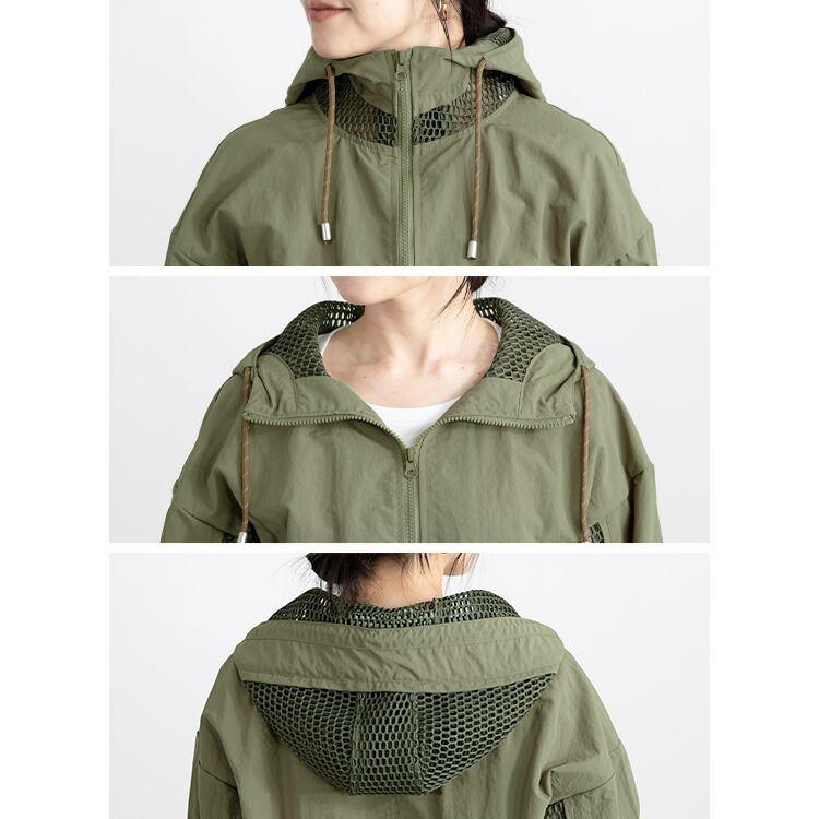 【送料無料】 メッシュ使いジャケット 3色 M L 洗える 長袖 レディース アウター ブルゾン ジャケット パーカー フーディー 端境期 体型カバー 春秋 |  | 13