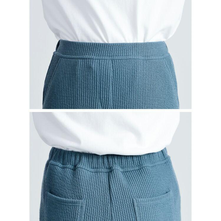 【送料無料】ピケストレッチワイドパンツ 6色 M-LL 洗える 10分丈 レディース ボトムス パンツ ワイドパンツ ピケ ウエストゴム 股上深め ストレッチ 体型カバー |  | 14