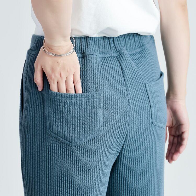 【送料無料】ピケストレッチワイドパンツ 6色 M-LL 洗える 10分丈 レディース ボトムス パンツ ワイドパンツ ピケ |  | 07