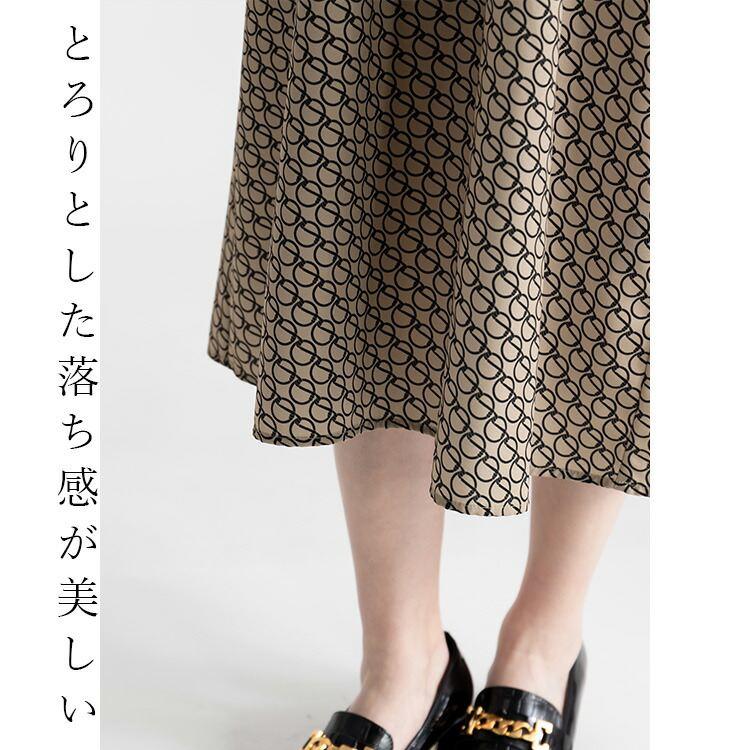 【送料無料】 リング柄ワンピース 3色 M L リング柄 洗える 八分袖 レディース ワンピース Aライン フレア ラウンドネック シャツワンピース 春秋冬 |  | 03