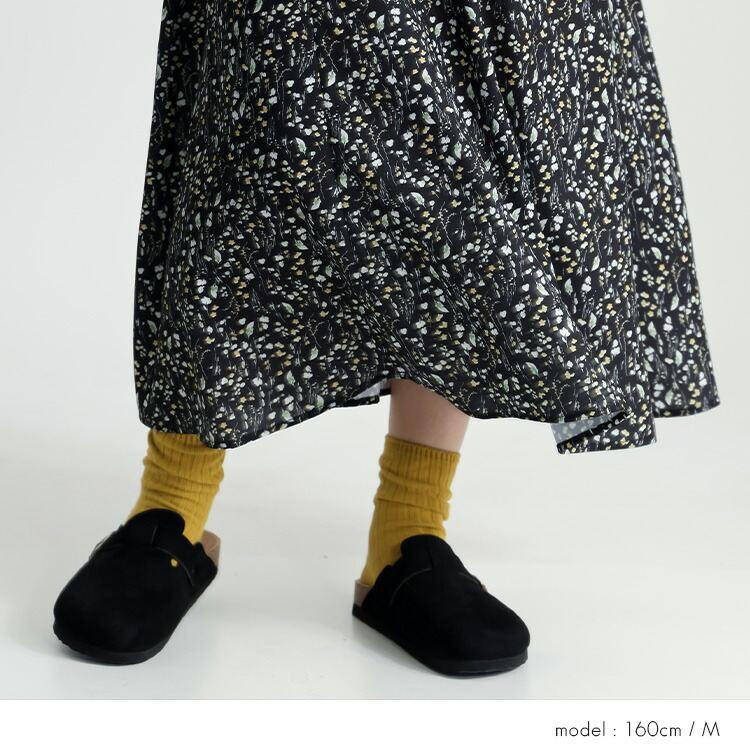 【送料無料】 レイヤード風ワンピース 2色 M L 洗える 七分袖 レディース トップス ワンピース クルーネック ロング丈 体型カバー 花柄 ドット 春秋 |  | 07