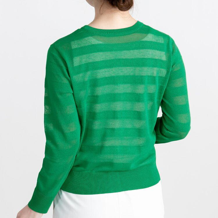 【送料無料】 シアーボーダーカーディガン 5色 M-L 洗える 長袖 レディース トップス ニット カーディガン 羽織 ラウンドネック 軽量 春夏秋 |  | 12