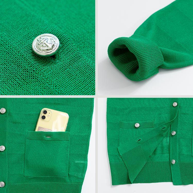 【送料無料】 シアーボーダーカーディガン 5色 M-L 洗える 長袖 レディース トップス ニット カーディガン 羽織 ラウンドネック 軽量 春夏秋 |  | 16