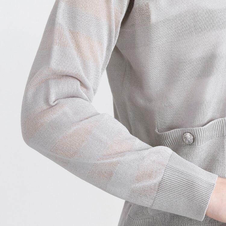 【送料無料】 シアーボーダーカーディガン 5色 M-L 洗える 長袖 レディース トップス ニット カーディガン 羽織 ラウンドネック 軽量 春夏秋 |  | 06