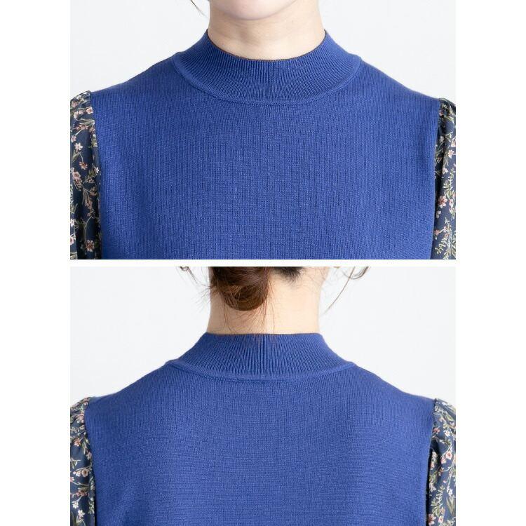 【送料無料】 花柄ワンピース 2色 M-L 洗える 長袖 レイヤード風 レディース ワンピース ロングワンピース ドッキングワンピース 異素材 春秋冬 |  | 11