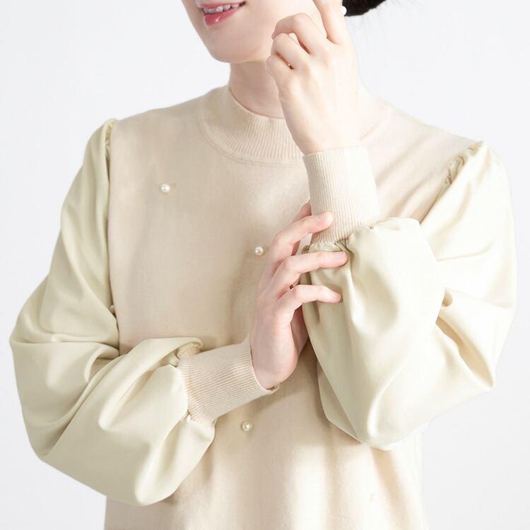 【送料無料】 パール付きワンピース 3色 M-L 洗える レイヤード風 長袖 レディース ワンピース ロングワンピース ドッキングワンピース 春秋冬 |  | 08