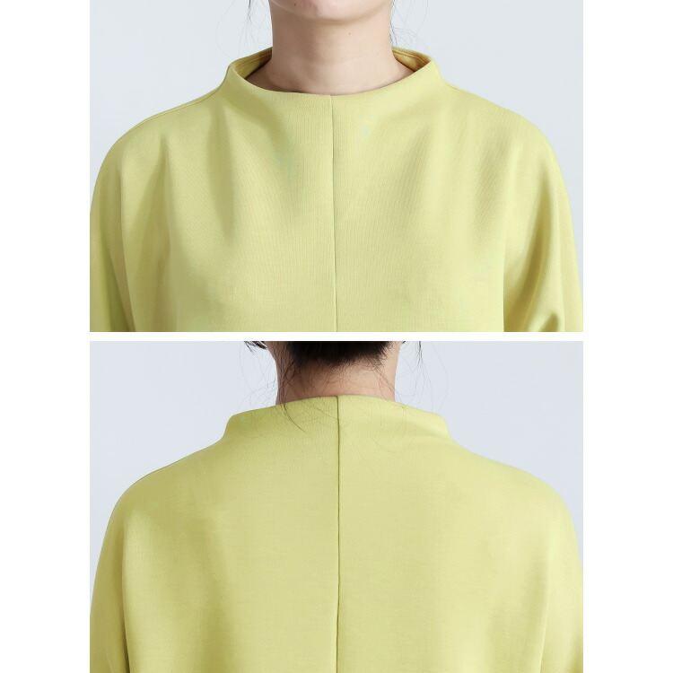 【準新作/送料無料】 レイヤード風ダンボールニットチュニック M-L 洗える 長袖 レディース トップス トレーナー プルオーバー カットソー ボトルネック 春秋冬 |  | 10