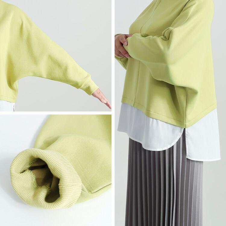 【準新作/送料無料】 レイヤード風ダンボールニットチュニック M-L 洗える 長袖 レディース トップス トレーナー プルオーバー カットソー ボトルネック 春秋冬 |  | 11