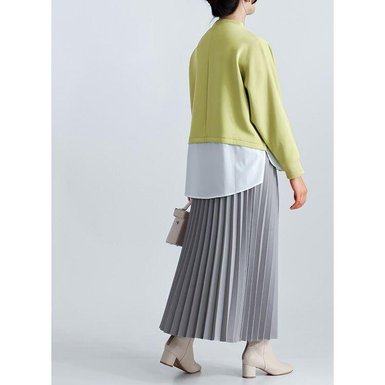 【準新作/送料無料】 レイヤード風ダンボールニットチュニック M-L 洗える 長袖 レディース トップス トレーナー プルオーバー カットソー ボトルネック 春秋冬 |  | 07