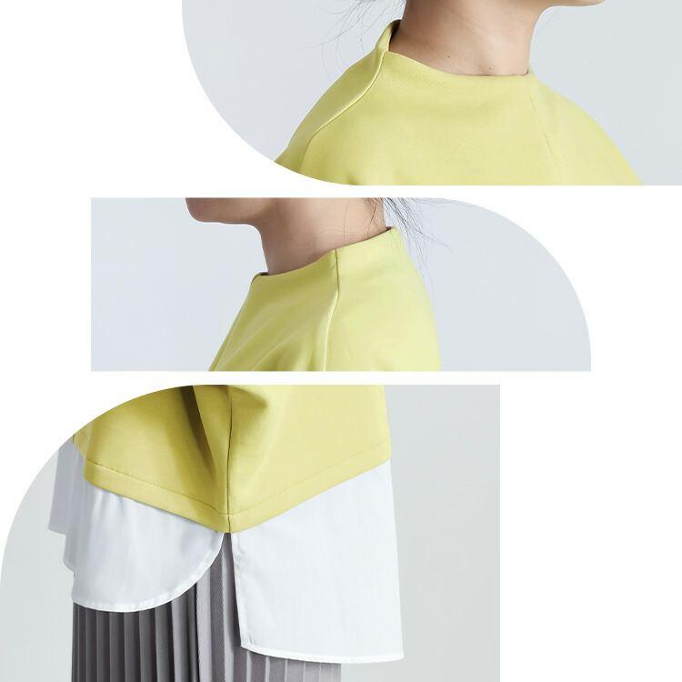 【準新作/送料無料】 レイヤード風ダンボールニットチュニック M-L 洗える 長袖 レディース トップス トレーナー プルオーバー カットソー ボトルネック 春秋冬 |  | 08