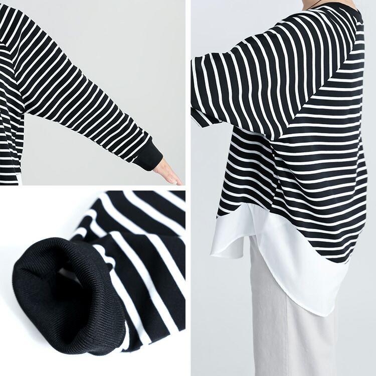 【準新作/送料無料】 レイヤード風チュニック M-L ボーダー柄 長袖 洗える レディース トップス カットソー プルオーバー トレーナー 重ね着風 春秋冬 |  | 12