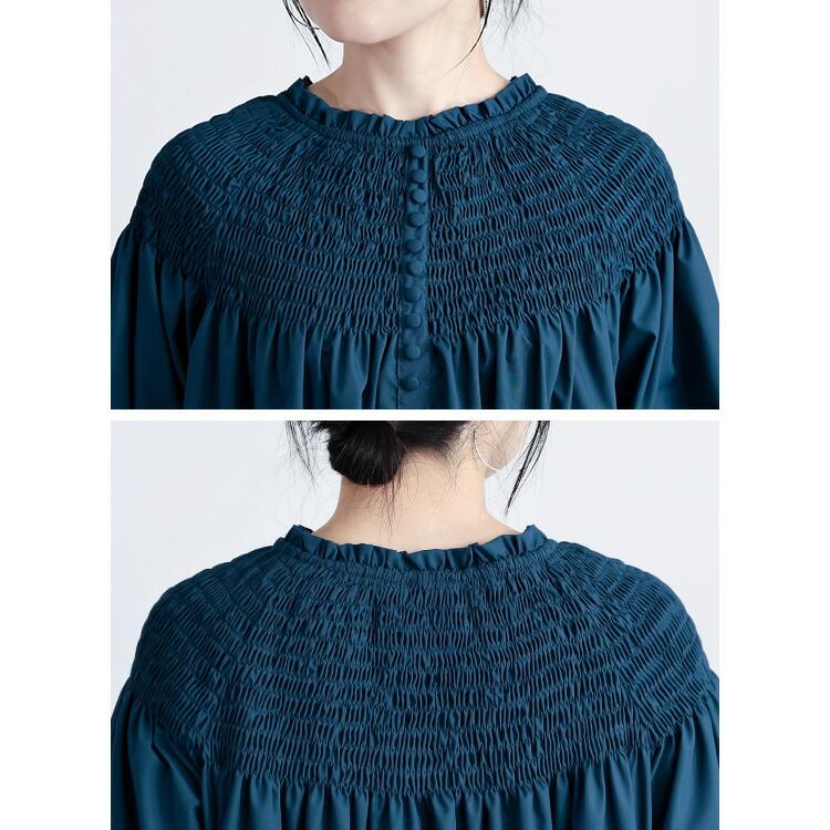 【送料無料/再入荷】 レース×シャーリングワンピース 3色 M-L 洗える 長袖 7分袖 レディースファッション トップス ワンピース Aライン レース 春夏秋 |  | 15