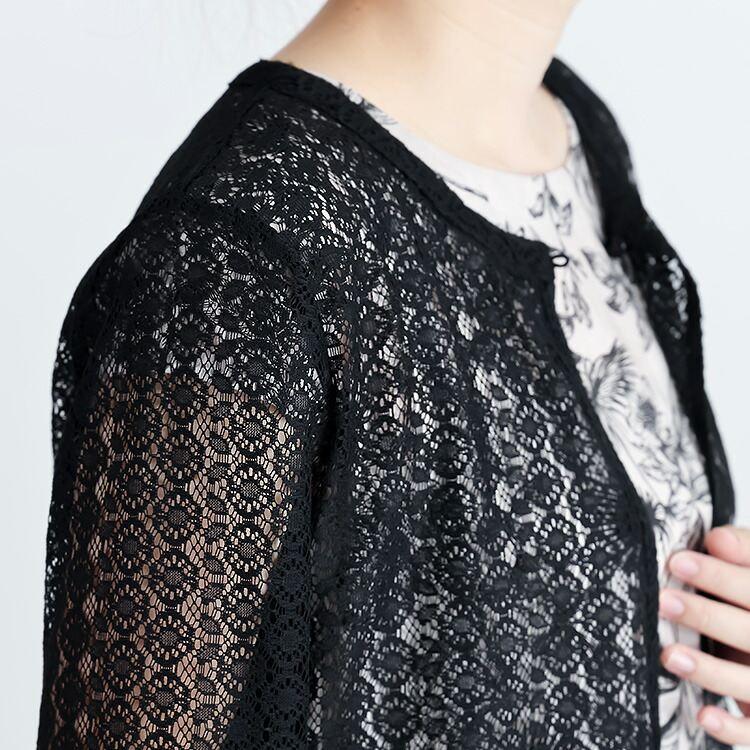 【送料無料】 ラッセルレースボレロ 3色 M-LL 洗える 七分袖 レディース アウター トップス カーディガン ボレロ シアー 透け感 オケージョン 春夏 |  | 11