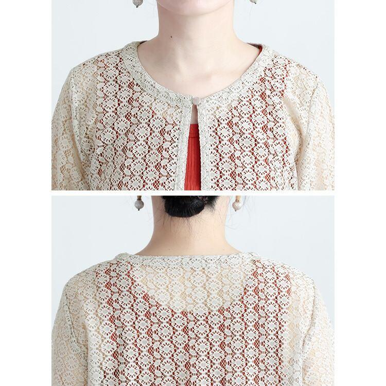 【送料無料】 ラッセルレースボレロ 3色 M-LL 洗える 七分袖 レディース アウター トップス カーディガン ボレロ シアー 透け感 オケージョン 春夏 |  | 12