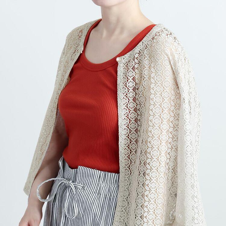 【送料無料】 ラッセルレースボレロ 3色 M-LL 洗える 七分袖 レディース アウター トップス カーディガン ボレロ シアー 透け感 オケージョン 春夏 |  | 07