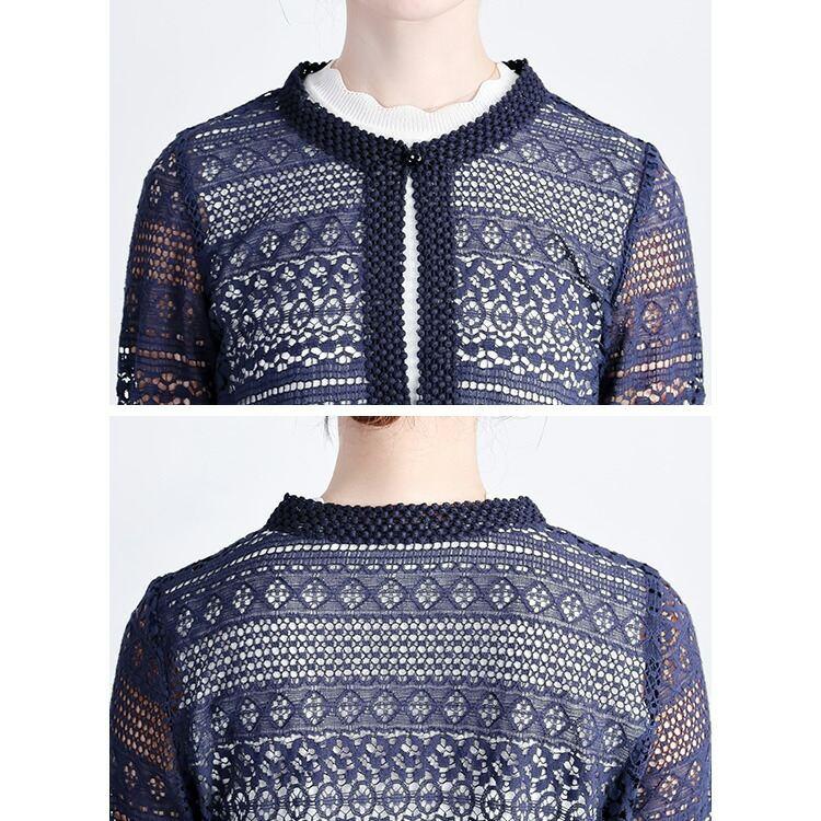 【送料無料】 ラッセルレースオケージョンボレロ 3色 M-LL 洗える 長袖 レディース アウター ボレロ ラウンドネック レース シアー 綿 コットン 羽織 |  | 14