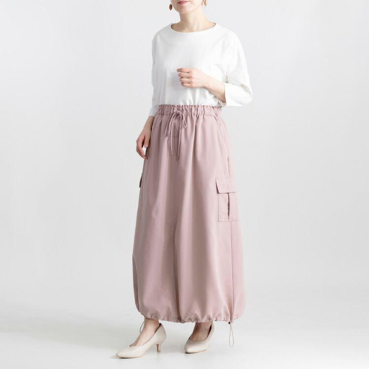 【送料無料】 裾2WAYミリタリースカート 5色 M L 洗える レディース ボトムス スカート ミリタリー バルーンスカート カーゴスカート オールシーズン |  | 08