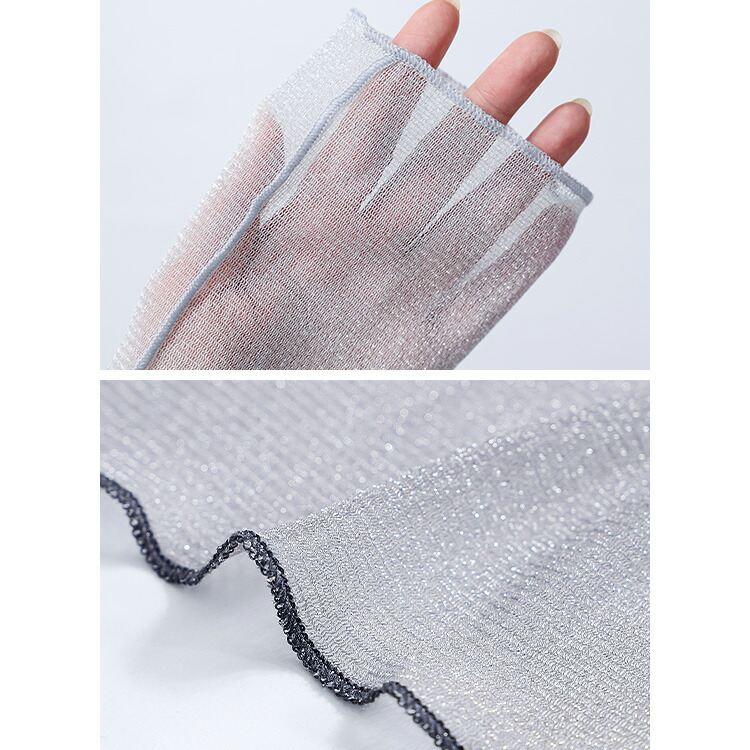 【再入荷】 ラメチュール切替プルオーバー 3色 M L 洗える 長袖 レディースファッション トップス インナー Tシャツ シアー 透け感 レイヤード 春夏秋 |  | 14