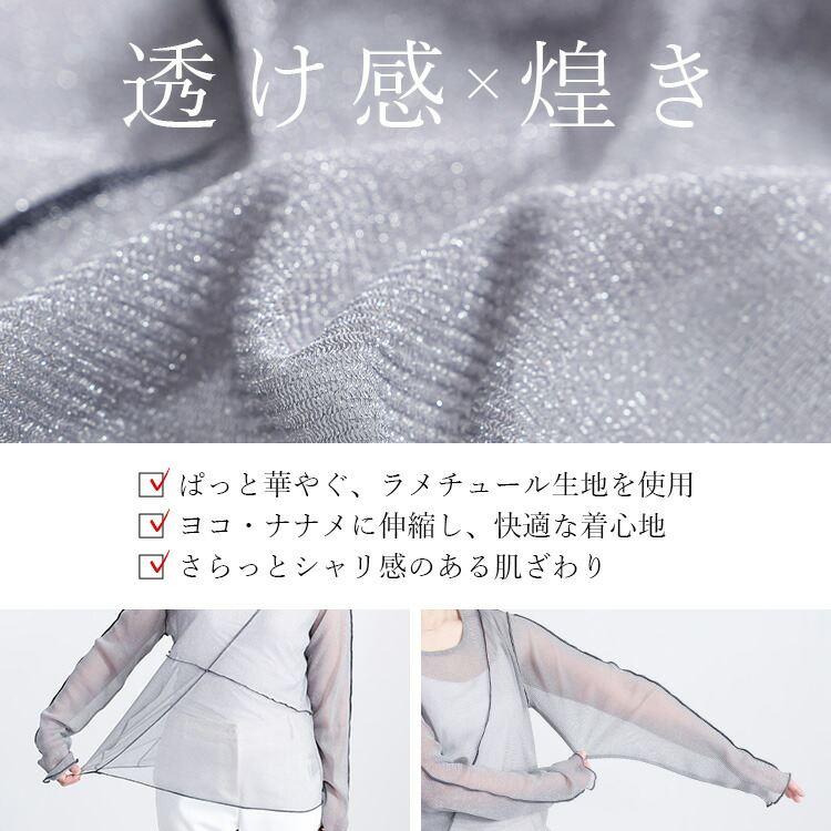 【再入荷】 ラメチュール切替プルオーバー 3色 M L 洗える 長袖 レディースファッション トップス インナー Tシャツ シアー 透け感 レイヤード 春夏秋 |  | 02