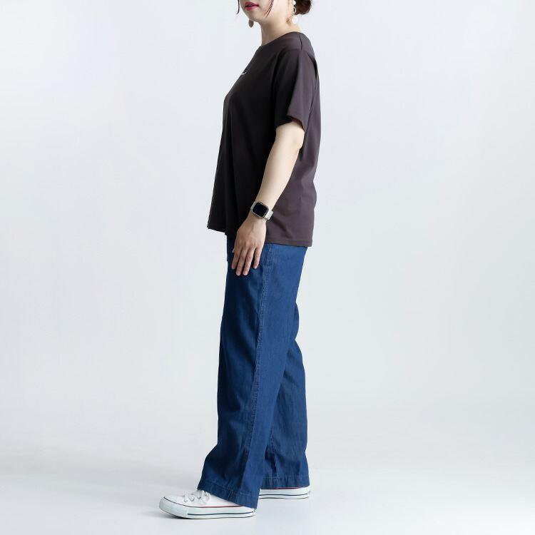 【送料無料】 USAコットン刺繍ロゴTシャツ 4色 M L 接触冷感 洗える 半袖 レディース トップス Tシャツ クルーネック 体型カバー 綿 コットン 100％ |  | 10