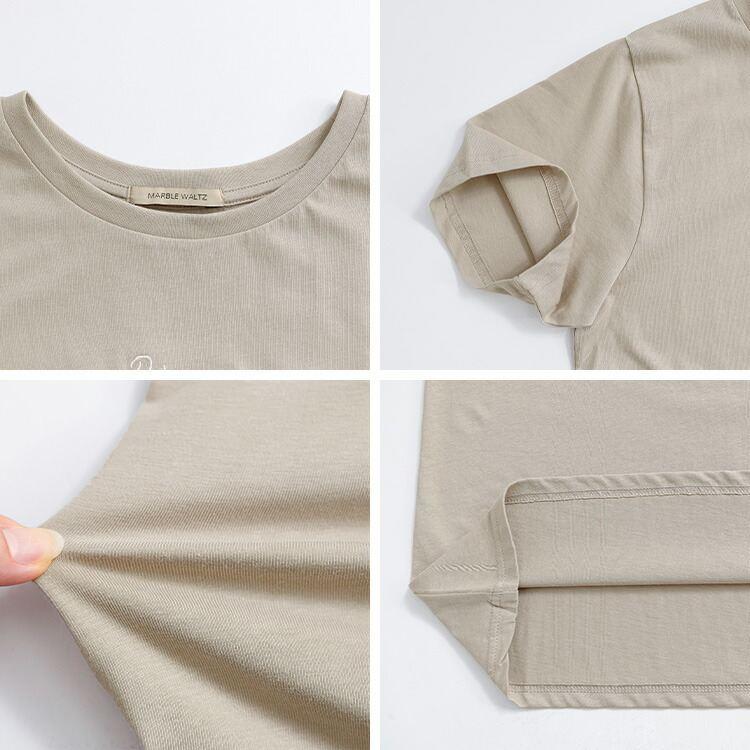 【送料無料】 USAコットン刺繍ロゴTシャツ 4色 M L 接触冷感 洗える 半袖 レディース トップス Tシャツ クルーネック 体型カバー 綿 コットン 100％ |  | 13