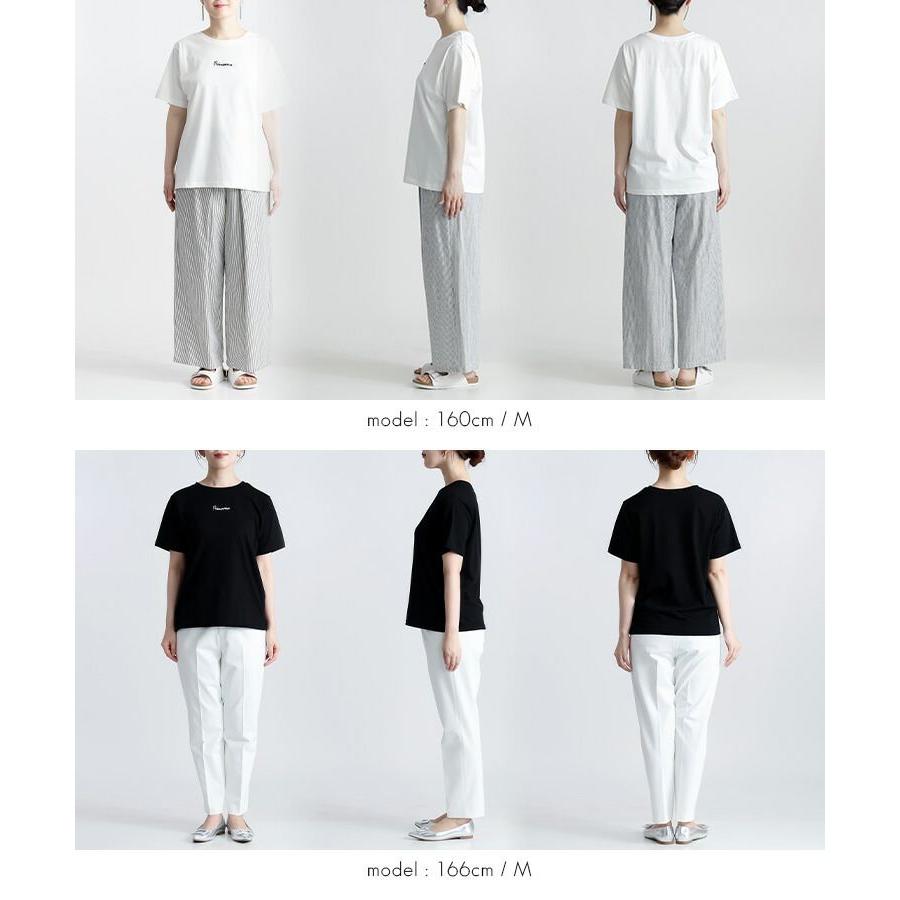 【送料無料】 USAコットン刺繍ロゴTシャツ 4色 M L 接触冷感 洗える 半袖 レディース トップス Tシャツ クルーネック 体型カバー 綿 コットン 100％ |  | 14