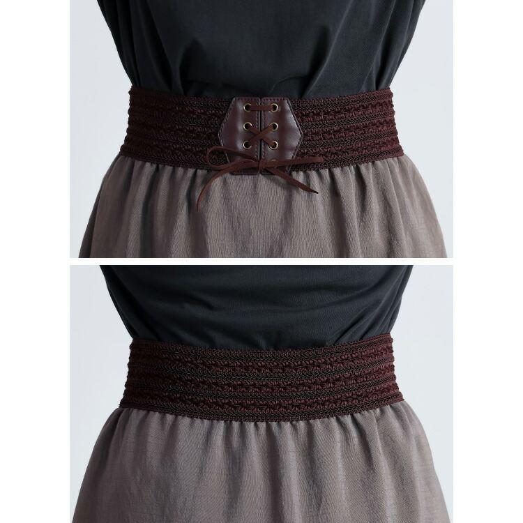 【送料無料】 ベルト付ティアードスカート 1色 M L 洗える レディース スカート ティアードスカート ロングスカート ベルト ドッキング ウエストゴム 春秋 |  | 13