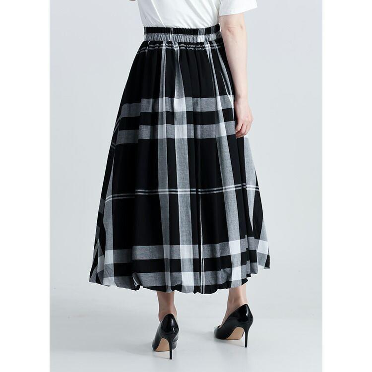 【送料無料】 チェック柄ガーゼコットンバルーンスカート 3色 M L 洗える レディース ボトムス スカート バルーンスカート チェック コットン 100％ 春夏 |  | 12