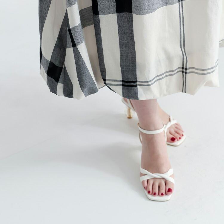 【送料無料】 チェック柄ガーゼコットンバルーンスカート 3色 M L 洗える レディース ボトムス スカート バルーンスカート チェック コットン 100％ 春夏 |  | 07