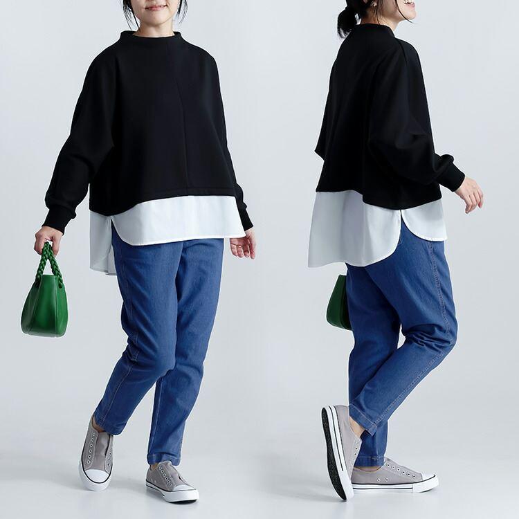 【再入荷】【送料無料】 ストレッチデニムテーパードパンツ 2色 M L 洗える レディース ボトムス パンツ デニムパンツ テーパードパンツ ハイウエスト 綿混 通年 |  | 10