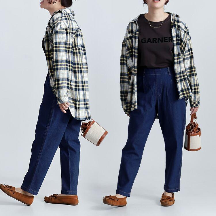 【送料無料】 ストレッチデニムテーパードパンツ 2色 M L 洗える レディース ボトムス パンツ デニムパンツ テーパードパンツ ハイウエスト オールシーズン |  | 09