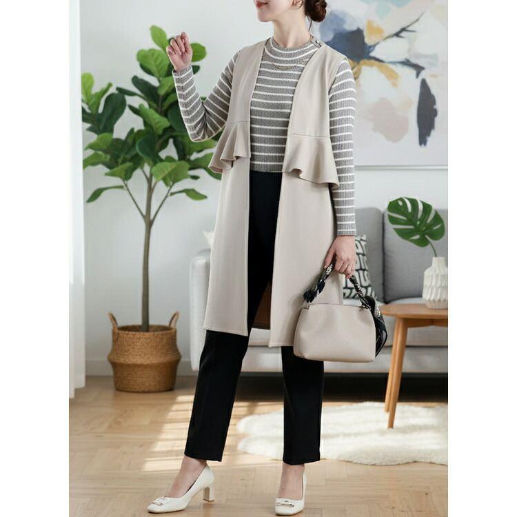 【新作】【送料無料】 ショルダー釦ボーダーニットプルオーバー 5色 M-L 洗える レディース トップス ニット セーター インナー 楽ちん 保温性 大人 |  | 08