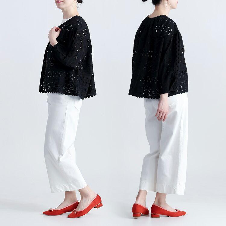 【送料無料/再入荷】 シフリー刺繍ジャケット 3色 M L 洗える 7分袖 レディース アウター ジャケット トップス ブラウス レース 刺繍 ぽわん袖 体型カバー 綿 夏 |  | 17