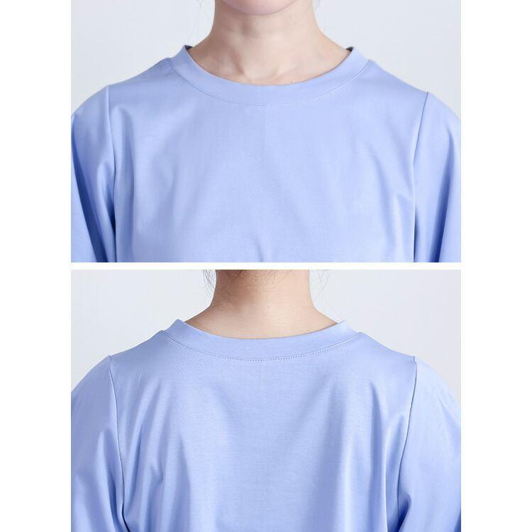 【送料無料】 ぽわん袖シルケットコットンチュニック 5色 M L 洗える 接触冷感 7分袖 レディース トップス チュニック ラウンドネック |  | 15