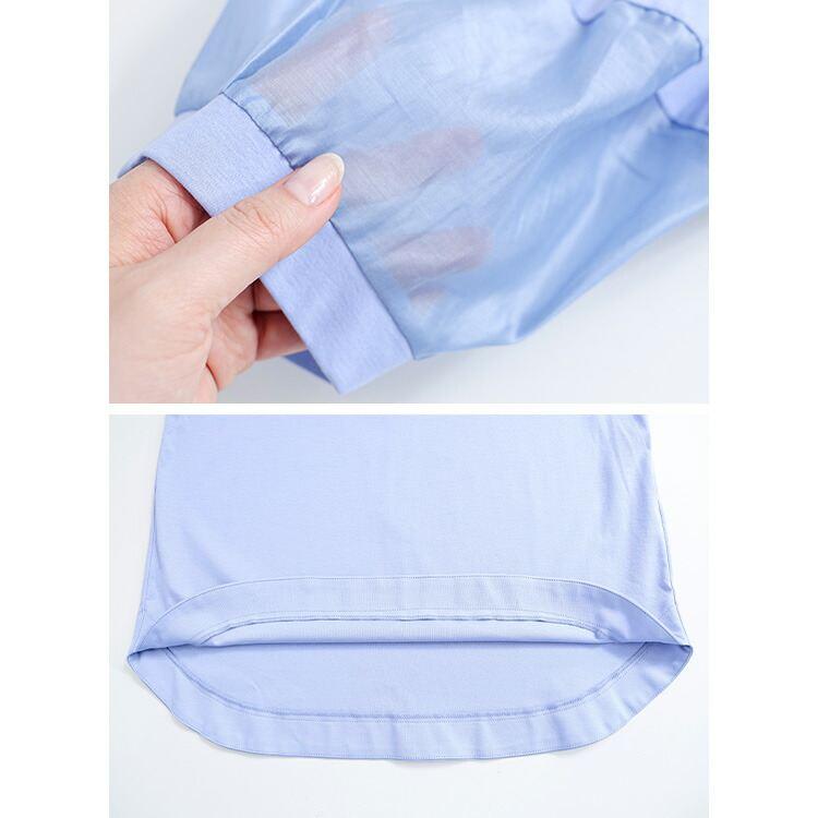 【送料無料】 ぽわん袖シルケットコットンチュニック 5色 M L 洗える 接触冷感 7分袖 レディース トップス チュニック ラウンドネック |  | 16