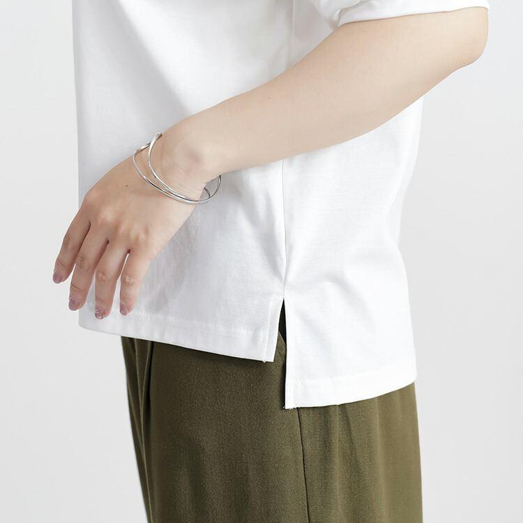 【送料無料】 パフ袖シルケットスムースTシャツ 3色 M L 接触冷感 洗える 半袖 五分袖 パフ袖 レディース トップス Tシャツ カットソー 綿100％ 夏 |  | 06