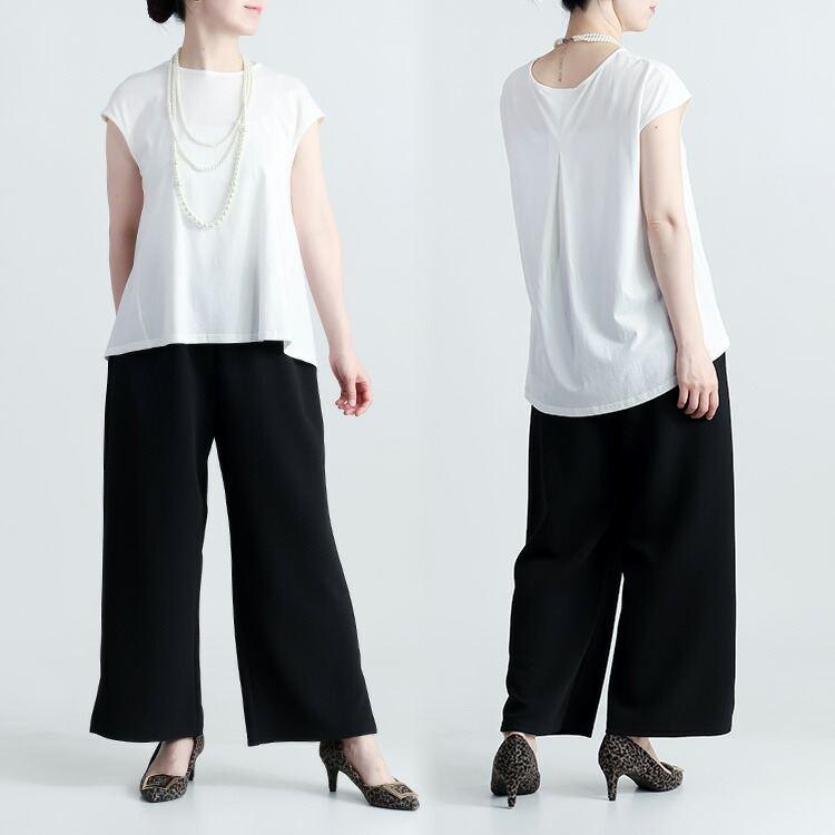 【送料無料】 エンボスカットソーセットアップ 3色 M-LL 洗える 五分袖 レディース アンサンブル 上下セット トップス ボトムス カジュアルスーツ 春秋冬 |  | 13