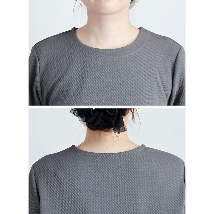 【送料無料】 エンボスカットソーセットアップ 3色 M-LL 洗える 五分袖 レディース アンサンブル 上下セット トップス ボトムス カジュアルスーツ 春秋冬 |  | 14